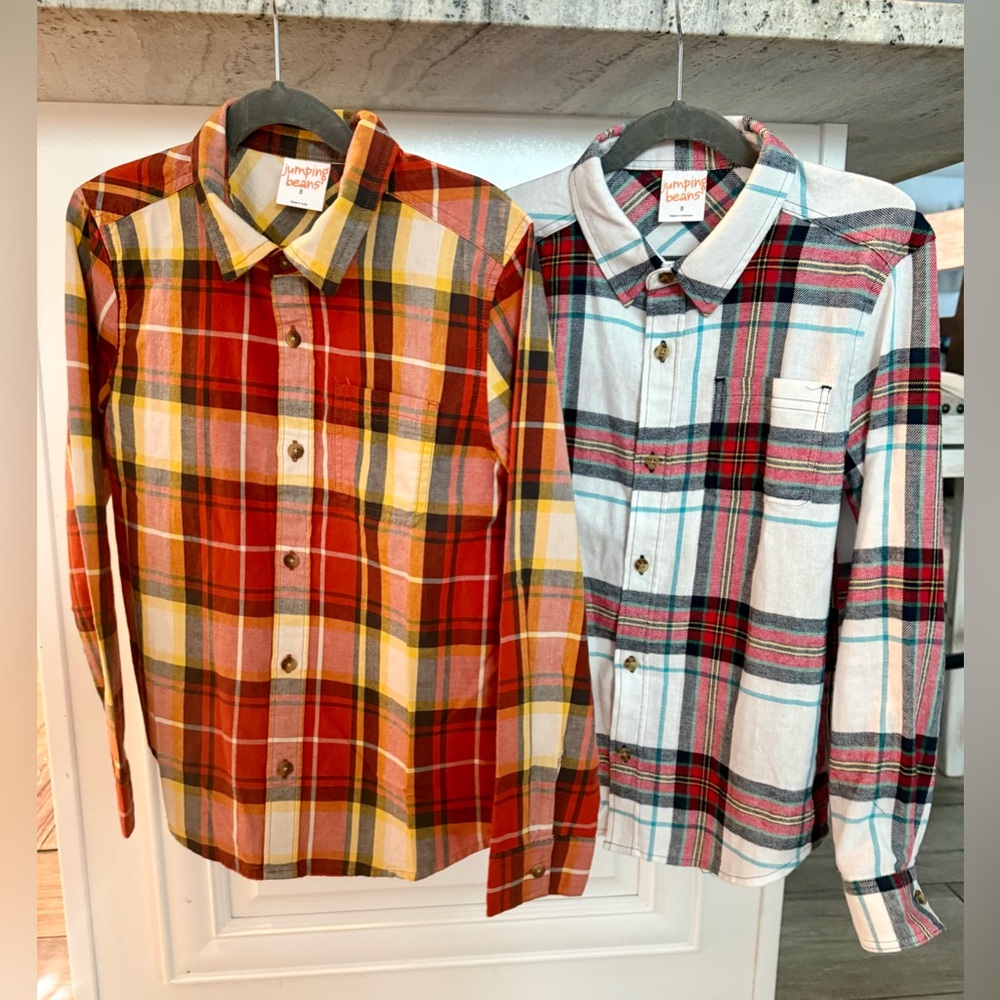 Two Jumping Beans Kids Plaid Button Down Shirts Size 8